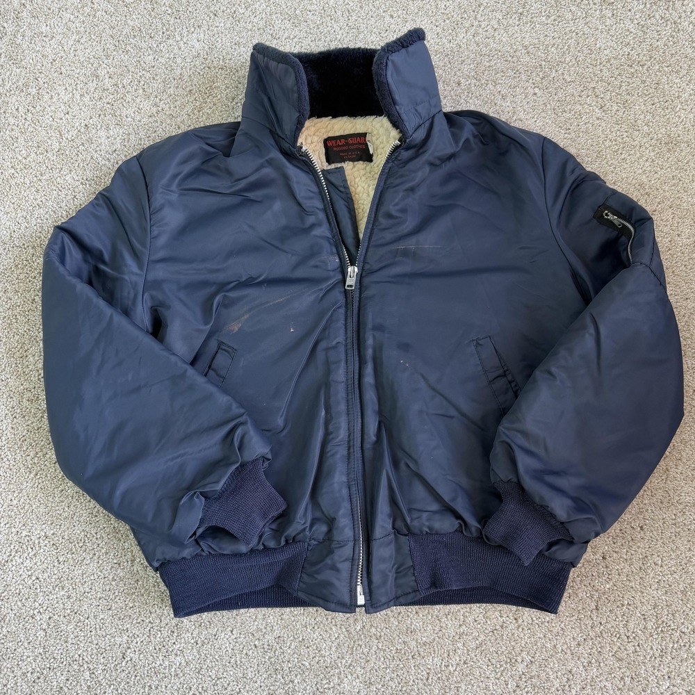 Vintage Wear-Guard Jacket Mens XL Blue Bomber Sherpa Lined Insulated Workwear